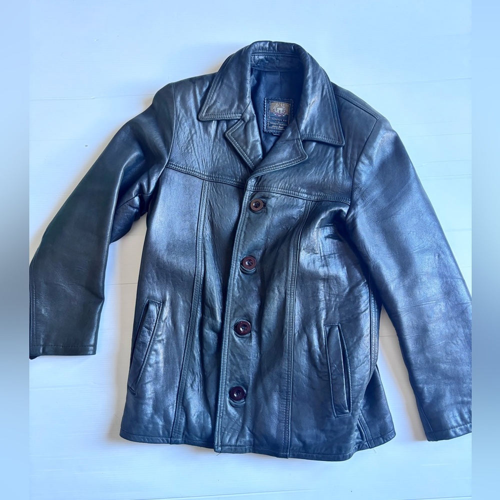 Laurence Roy Leather Jacket Women's Button Coat Medium
